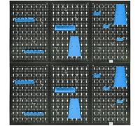 Belko Mur à outils bleu - Lot de 2 - 120 x 60 cm chacun (combinable avec 240 x 60 cm ou 120 x 120 cm) - Avec kit de 34 crochets et étagères - Panneau perforé en métal - Porte-outils - Étagère