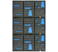 Belko Mur à outils bleu - Lot de 3 - 120 x 60 cm chacun (combinable avec 360 x 60 cm, 120 x 180 cm ou 180 x 120 cm) - Avec 51 crochets et étagères - Panneau perforé en métal - Porte-outils - Étagère