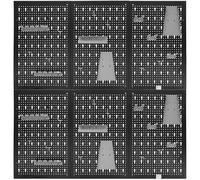 Belko Mur à outils gris - Lot de 2 - 120 x 60 cm chacun (combinable avec 240 x 60 cm ou 120 x 120 cm) - Avec kit de 34 crochets et étagères - Panneau perforé en métal - Porte-outils - Étagère