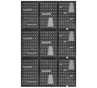 Belko Mur à outils gris - Lot de 3 - 120 x 60 cm chacun (combinable avec 360 x 60 cm, 120 x 180 cm ou 180 x 120 cm) - Avec 51 crochets et étagères - Panneau perforé en métal - Porte-outils - Étagère