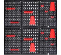 Belko Mur à outils rouge - Lot de 2 - 120 x 60 cm chacun (combinable avec 240 x 60 cm ou 120 x 120 cm) - Avec kit de 34 crochets et étagères - Panneau perforé en métal - Porte-outils - Étagère