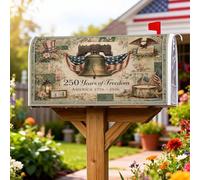 Bell Couverture magnétique pour boîte aux lettres avec drapeau patriotique vintage lanterne Jour de l'indépendance Rouge 53,3 x 64,5 cm