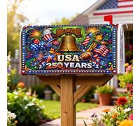 Bell Couverture magnétique pour boîte aux lettres Motif aigle patriotique festif feu d'artifice Jour de l'indépendance Rouge 53,3 x 64,9 cm