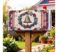 Bell Couverture magnétique pour boîte aux lettres patriotique vintage couronne de fleurs Jour de l'indépendance Rouge 53,3 x 64,9 cm