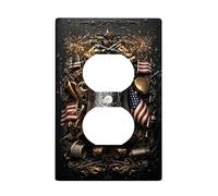 Bell Couvertures murales en duplex, drapeaux patriotiques de feux d'artifice festifs, 4 juillet, plaques en plastique dorées, taille standard, pour prises électriques, pour la maison, le salon