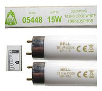 Bell Lighting Lot de 2 tubes fluorescents T8 15 W 450 mm Blanc froid 4000 K 05448