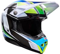 Bell Moto-10 Spherical Grid Casque de motocross, Blanc/bleu, Taille XXL (61/62)