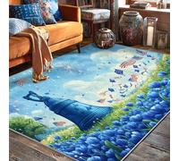 Bell Tapis rectangulaire d'intérieur avec envers antidérapant - Ne perd pas ses poils - Drapeaux américains patriotiques festifs - Tulipes - Bleu - Pour salon, chambre à coucher, salle de classe