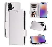 BELLA BEAR Coque pour iPhone 17, Étui Portefeuille en Cuir à Rabat magnétique, Étui de béquille, Étui de Protection Antichoc pour iPhone 17-Blanc