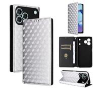 BELLA BEAR Coque pour ZTE Blade V80 Pro/V80 Desig/V80 Vita/Nubia V80 Pro/V80 Design, Portefeuille avec Magnétique, Étui de Béquille-Argent