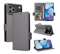 BELLA BEAR Coque pour ZTE Blade V80 Pro/V80 Desig/V80 Vita/Nubia V80 Pro/V80 Design, Portefeuille avec Magnétique, Étui de Béquille-Gris