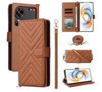 BELLA BEAR Coque pour ZTE Nubia Z70 Ultra, Étui Portefeuille en Cuir à Rabat magnétique, Étui de béquille, Étui de Protection Antichoc pour ZTE Nubia Z70 Ultra-Marron