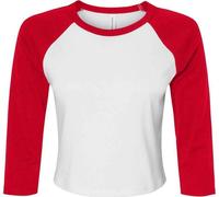 Bella + Canvas - T-shirt court manches raglan pour femme manches 3/4 PC7097 (XXL) (Blanc)
