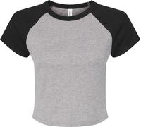 Bella + Canvas - T-shirt court négligé pour femme manches raglan PC7454 (M) (Gris Athletic/Noir)