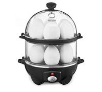BELLA Double Tier Egg Cooker, Boiler, Rapid Maker & Poacher, Meal Prep for Week, Family Sized Meals: Up To 12 Large Boiled Eggs, Dishwasher Safe, Poaching and Omelet Trays Included, One, Black