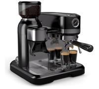 Bella Machine À Café À Grains 1550W 19 Bars Broyeur 200G Mousseur À Lait Réservoir 1 4L Thermoblock 2 Tasses Inox Noir