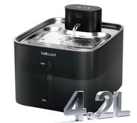 BELLA & PAL Fontaine à eau sans fil pour chat en acier inoxydable de 4,2 L, batterie rechargeable de 5000 mAh, capteur de mouvement intelligent, pompe intégrée silencieuse, facile à nettoyer