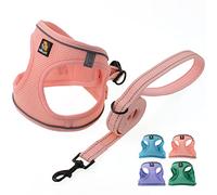BELLA & PAL Step in Vest Harnais pour chiens de petite et moyenne taille, harnais confortable en maille respirante avec bande réfléchissante (rose corail, taille L)
