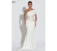 Bella personnalisé blanc une épaule paillettes taille robes de soirée sirène Train robe élégante robes de soirée élégante robe de bal Custom