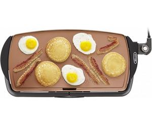 bella Plaque de cuisson électrique et grill plat avec grande surface de cuisson antiadhésive et sonde amovible pour œufs, tortillas, crêpes et plus encore, 26,7 x 50,8 cm, Copper