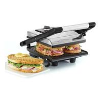 bella Presse à panini, appareil à sandwich et grill intérieur électrique avec deux plaques antiadhésives, couvercle réglable en hauteur et un plateau ramasse-miettes amovible,1400 W, Acier inoxydable