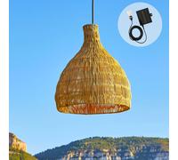 Lumisky Suspension solaire BELLA SOLAR en rotin naturel câble hybride secteur/solaire 5 m