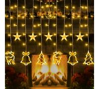 BellaAchtung 2.3M 138 LED Rideau lumineux intérieur extérieur IP44 Imperméable Lumières Guirlandes lumineuses avec minuterie Prise éclairage de Noël Cloches Cerfs Fenêtre Décoration