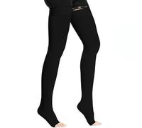 BellaAchtung Chaussettes de compression médicale pour homme et femme 20-30 mmHg - Soutien gradué - Bas de contention pour la cuisse - Chaussettes de compression sans pied avec bande en silicone, Noir