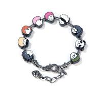 BellaBlend DIY JJK Charm-Bracelet - 9 Mini-Visages d'Anime en Style Chibi - Gojo, Yuji, Sukuna, Panda & plus - Chaîne Amovible en Alliage pour Fans et Collectionneurs