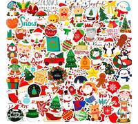 BellaBlend Lot de 200 autocollants de Noël, pas de doublons, motifs de Noël classiques tels que Père Noël, cloche, sapin de Noël, montagne, flocon de neige et plus encore, idéal pour la décoration de