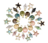 Bellabon 30 Pièces Pendentifs Coquillage à Breloques，Breloques Assorties en émail Doré，Creation Pendentifs Coquillage pour Bijoux Pour Colliers, Bracelets, Boucles D'oreilles, fournitures Artisanale