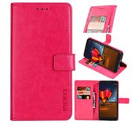 BellaCase Coque Wiko Y51 Étui en Cuir Premium Wiko Y51 [Emplacements pour Cartes] [Béquille] [Magnétique] Housse pour Smartphone Wiko Y51(Rose Rouge)
