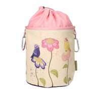 bellaCott Sac à Pinces à Linge Portable en Coton - Motif Oiseaux sur Fleurs - Sac à Linge avec mousquetons et Cordon - Ø18 x 31 cm - Sac en Tissu pour Pinces à Linge, Camping, Maison et Jardin