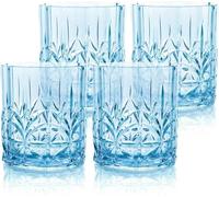BELLAFORTE Lot de 4 verres courts incassables en plastique Tritan de 388,5 g - Myrtle Beach - Verres à whisky incassables - Sans BPA - Passe au lave-vaisselle - Bleu