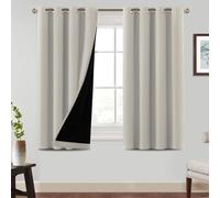 BellaHills 100% Rideau Occultant,2 Panneaux Rideaux Occultant Thermique Isolant,Tenture Opaque à Oeillets Isolation Lumiere,pour Salon et Chambre,140x145CM,Nature Écru
