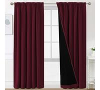 BellaHills 100% Rideau Occultant, Rideaux Occultant Thermique Isolant pour Chambre/Cuisine, Blanc Grisé,2 Panneaux,132x240 cm,Rouge Vin Foncé