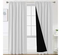 BellaHills 100% Rideau Occultant, Rideaux Occultant Thermique Isolant pour Chambre/Cuisine, Blanc Grisé,2 Panneaux,132x240 cm,Blanc Grisé