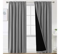 BellaHills 100% Rideau Occultant, Rideaux Occultant Thermique Isolant pour Chambre/Cuisine, Blanc Grisé,2 Panneaux,132x240 cm,Gris Clair