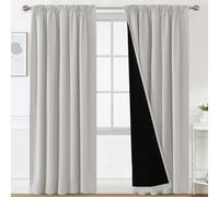 BellaHills 100% Rideaux Occultant 2 Panneaux Tenture,Double Rideaux Occultant et Thermique,pour Maison Salon et Chambre,140x260CM,Nature Écru