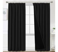 BellaHills 100% Rideaux Occultant 2 Panneaux Tenture,Double Rideaux Occultant et Thermique,pour Maison Salon et Chambre,140x260CM,Noir
