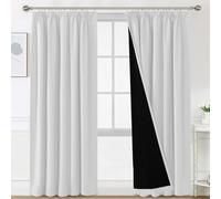 BellaHills 100% Rideaux Occultant 2 Panneaux Tenture,Double Rideaux Occultant et Thermique,pour Maison Salon et Chambre,140x260CM,Blanc Grisé