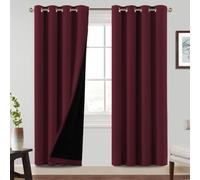 BellaHills 100% Rideaux Occultant 2 Panneaux Tenture,Occultante avec Doublure Noire Lumière Blocage à Oeillets,pour Maison Salon et Chambre,140x240CM,Rouge