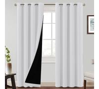 BellaHills 100% Rideaux Occultant 2 Panneaux Tenture,Rideau Thermique Isolant Anti Froid et Chaleur,pour Maison Salon et Chambre,140x260CM,Blanc