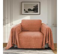 BellaHills Couverture Canapé Chenille Orange 180x230 cm Anti-Poils d'animaux - Jeté Décoratif Imperméable Réversible, Résistante aux Griffures