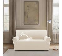 BellaHills Housse Canapé 2 Places Imperméable, Extensible Antidérapante, Tissu Jacquard, Ivoire