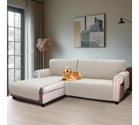 BellaHills Housse Canape d'angle,Housse Canape 2 Places,Housse Meridienne Côté Gauche,avec Poches Latérales,Forme de L 205cm,Blanc Neige