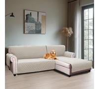 BellaHills Housse Canape d'angle,Housse Canape 3 Places avec Accoudoirs,Protege Canape Impermeable,Housse Meridienne Côté Droit Forme de L 247CM,Blanc Neige