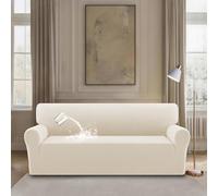 BellaHills Housse Canapé Large 2 Places, Tissu Jacquard Extensible, Siège Étanche,Protection Animaux,Ivoire