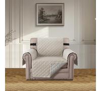 BellaHills Housse de Canapé 1 Place Imperméable,Protection Anti-Taches et Griffes d'animaux,avec Accoudoirs,Blanc Neige