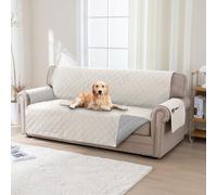 BellaHills Housse de Canapé,100% Protege Canape Impermeable,Housse Canapé 3 Places avec Poches Latérales,Beige